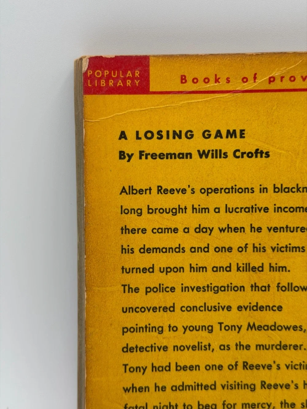 A Losing Game by Freeman Wills Crofts (1941, Paperback Book)